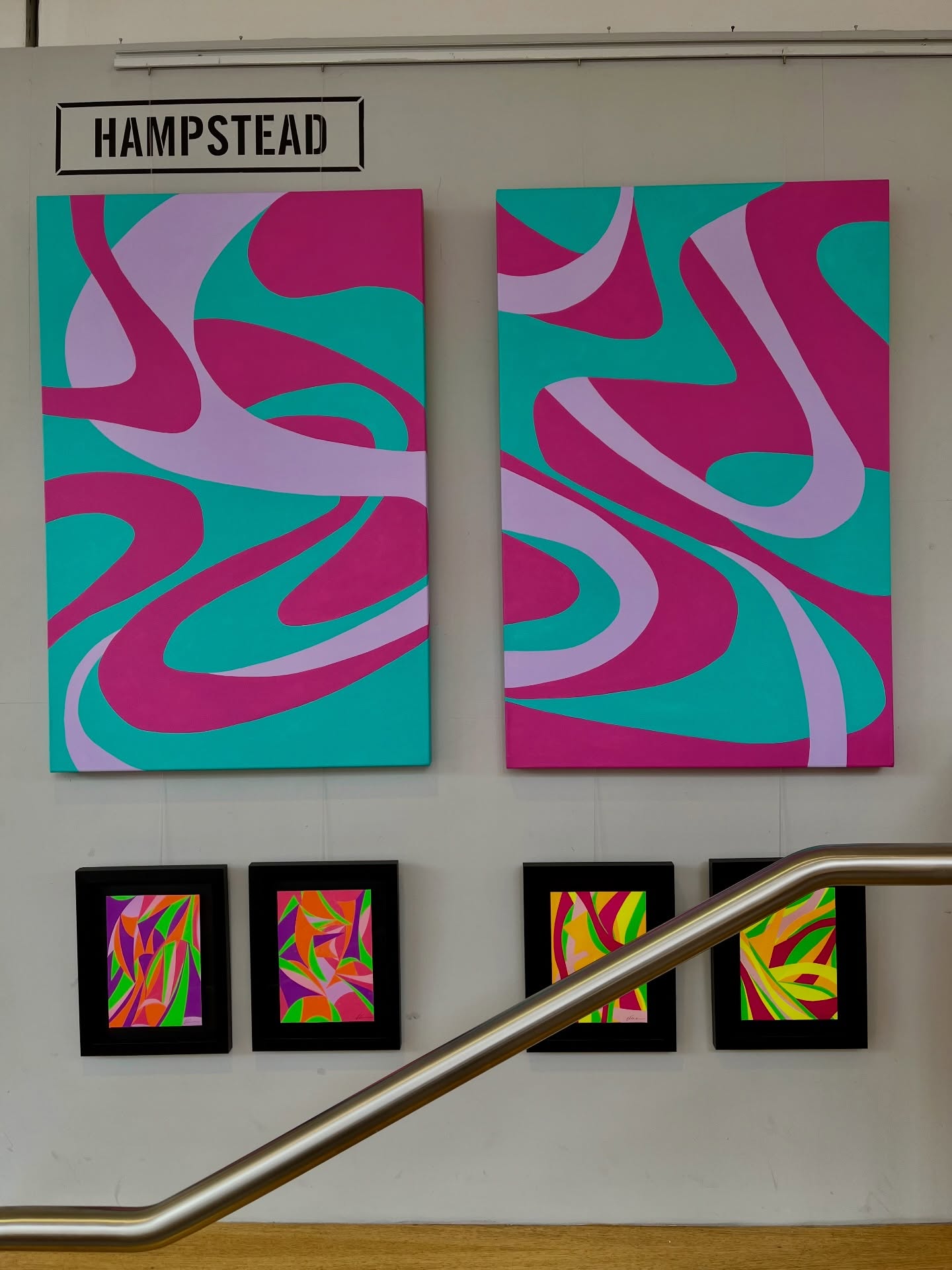 Kika Pierides paintings and framed works displayed at Cass Art Hampstead