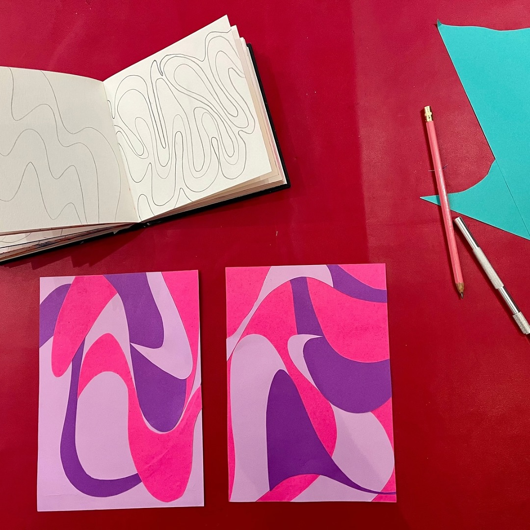 Abstract art process desk.