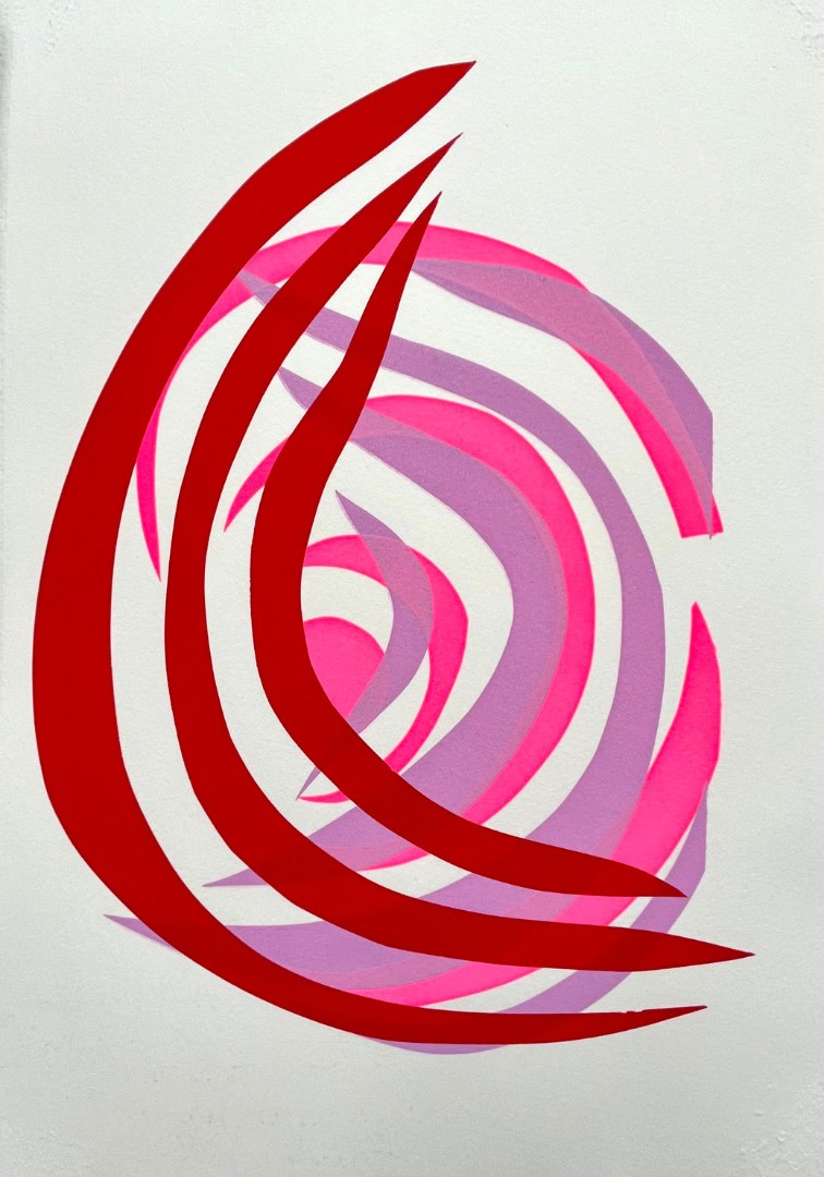 Abstract curved brushstrokes.