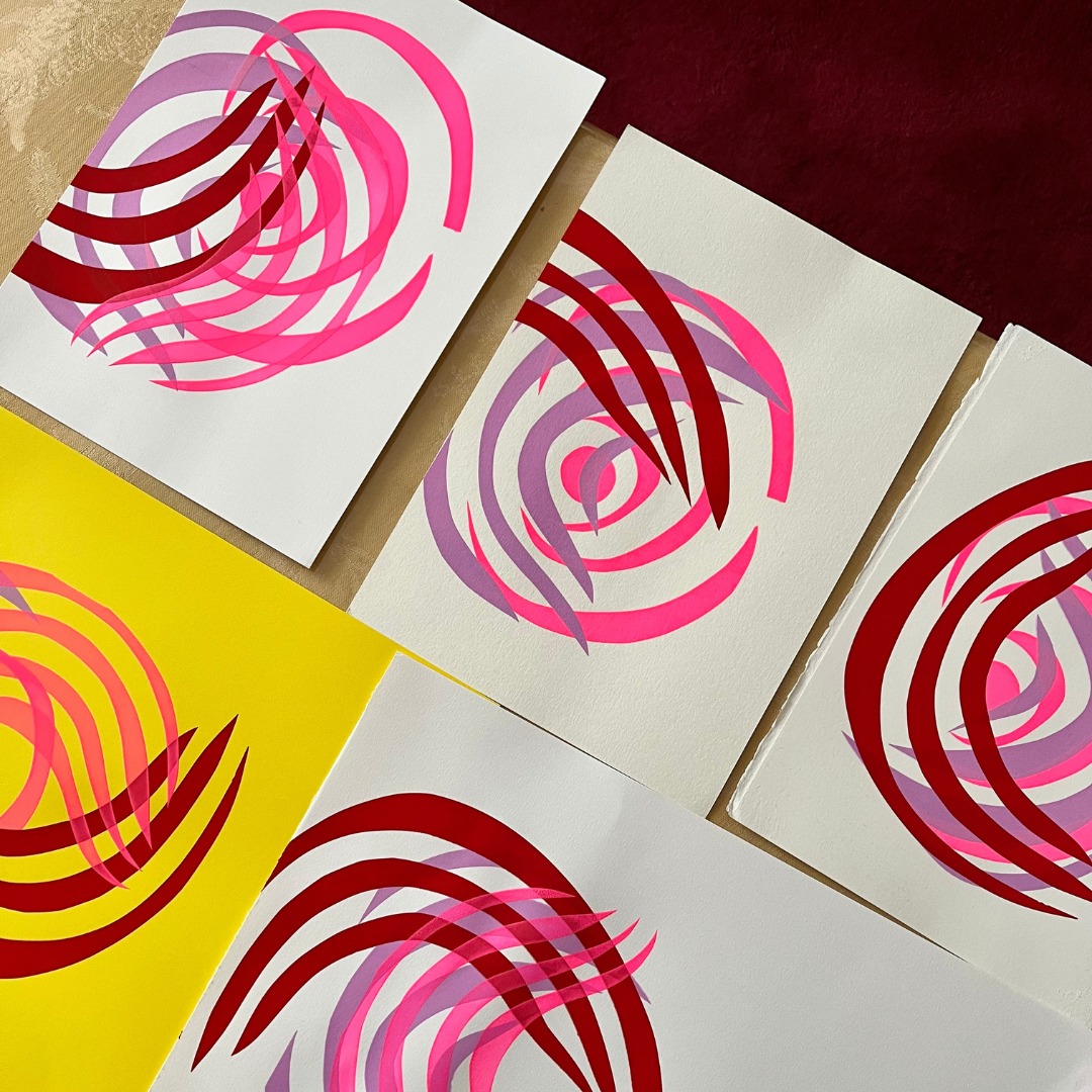 Abstract curved line prints.
