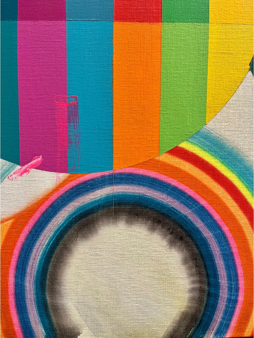 Abstract painting colorful strip.