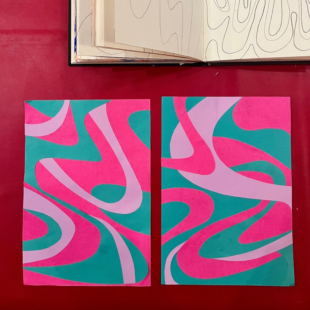 Abstract paper collage art.