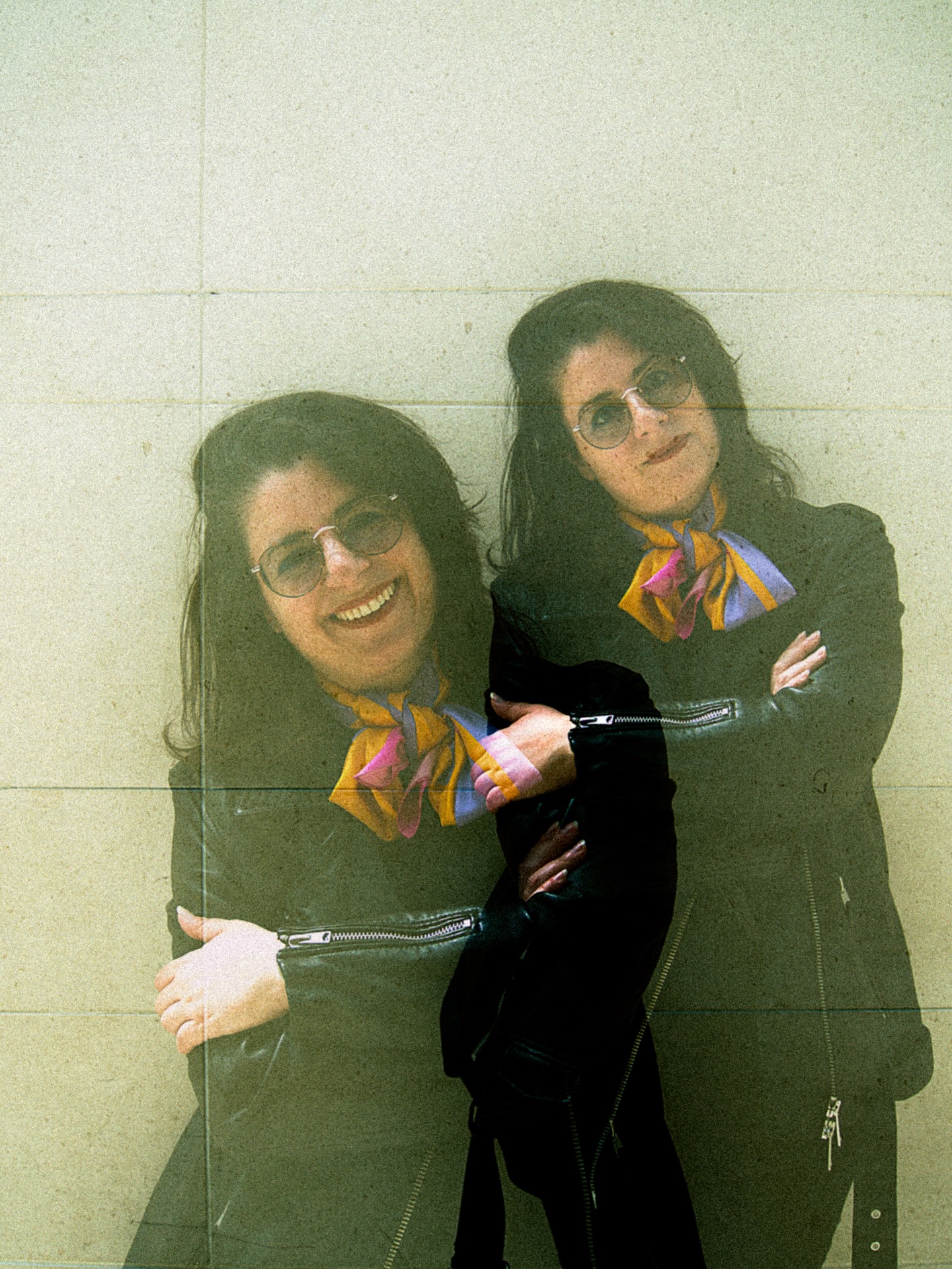 Double exposure woman portrait.