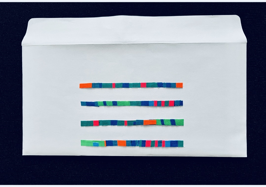 Envelope collaged tape art.
