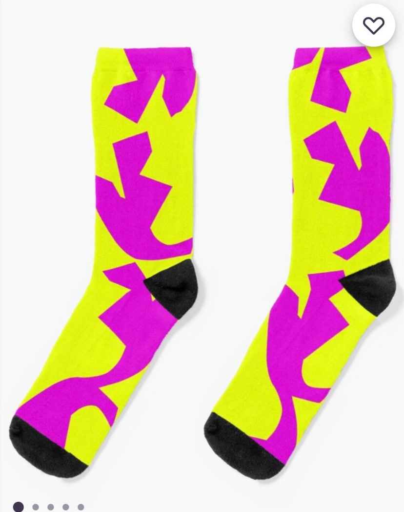 Neon yellow magenta socks.