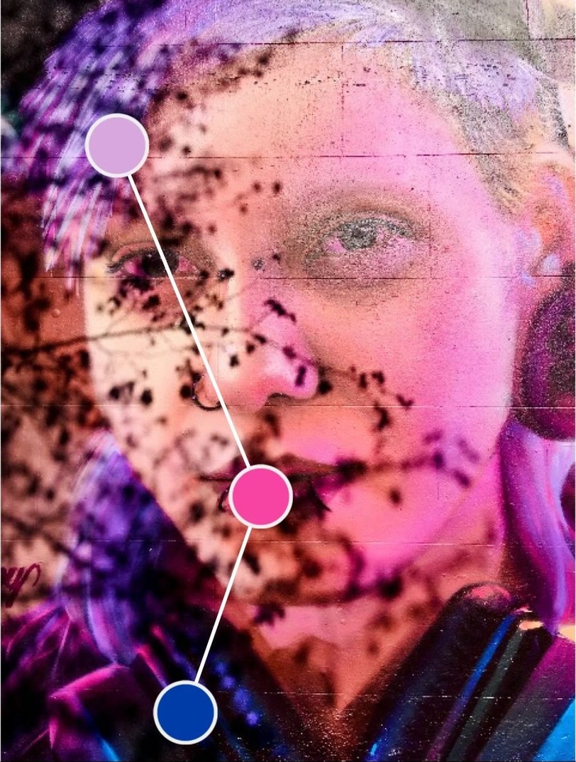 Portrait with graphic overlay.