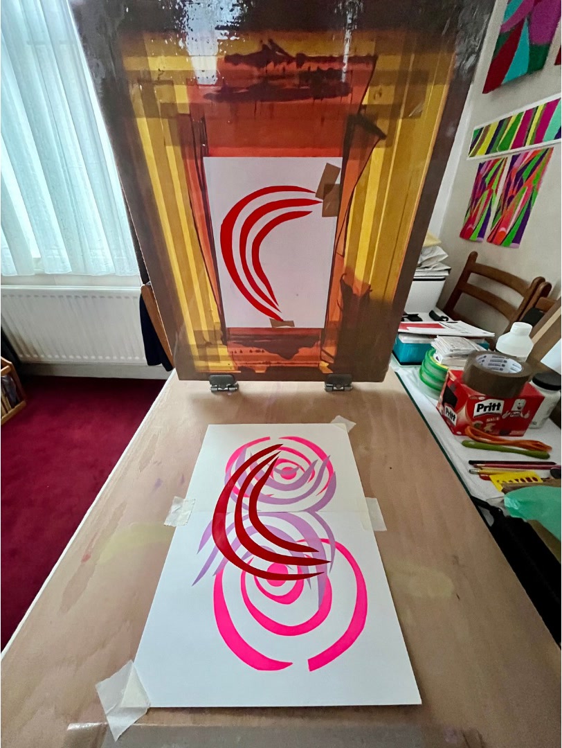 Silkscreen printing setup.