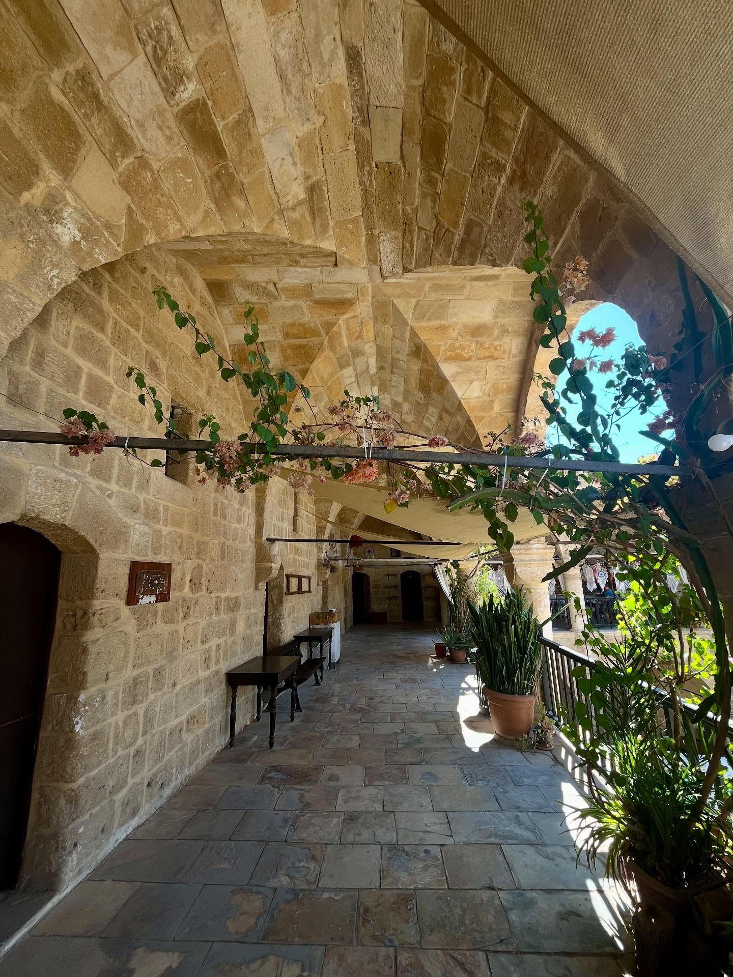 Stone arched corridor cyprus.