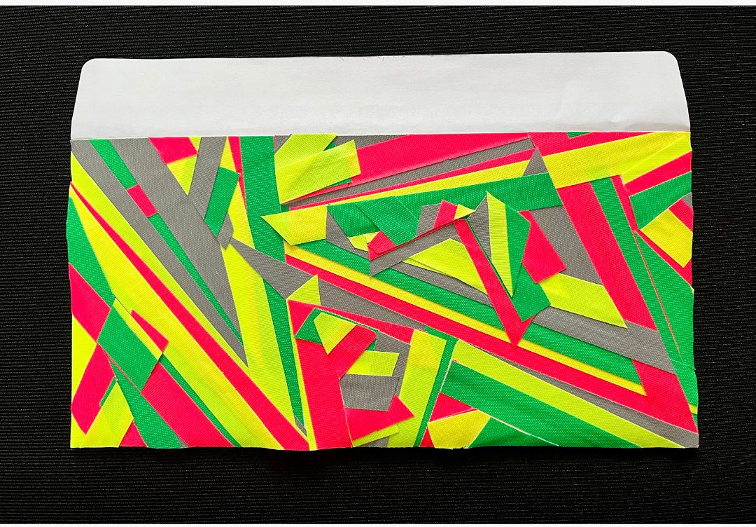 Taped collage envelope art.
