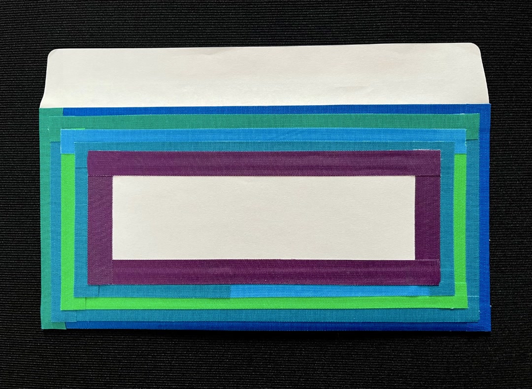 Taped collage rectangle art.