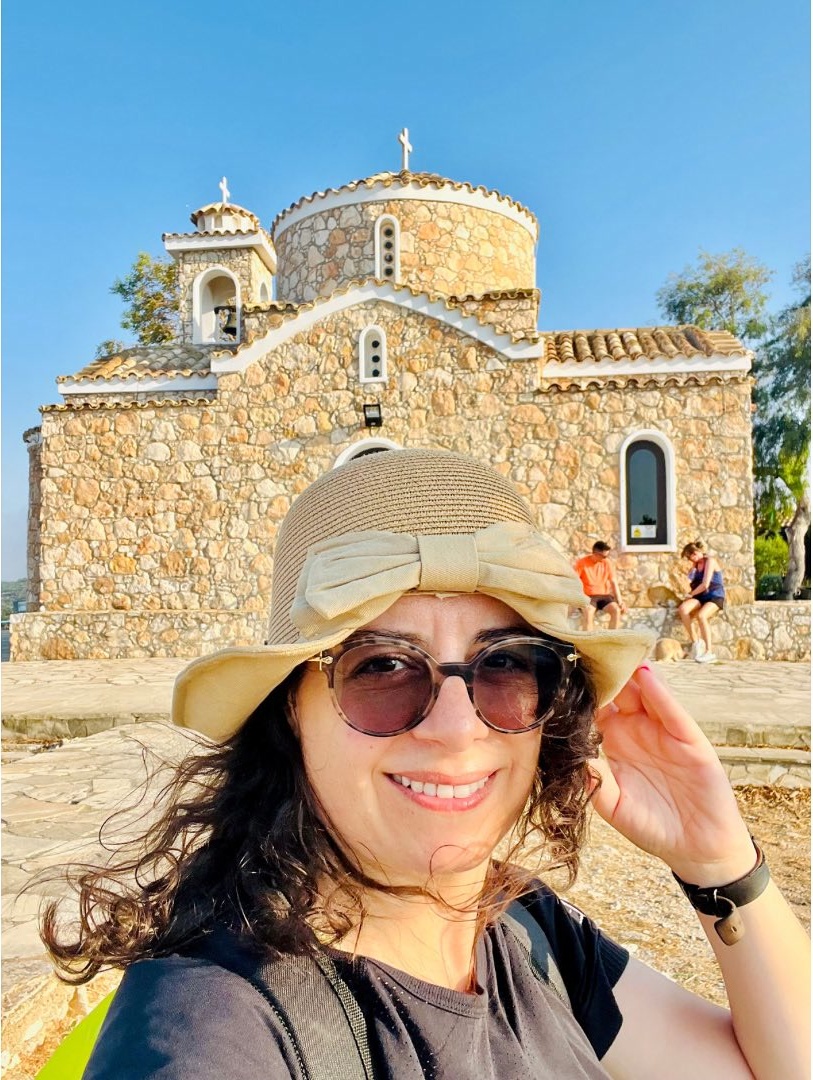 Woman stone church cyprus.