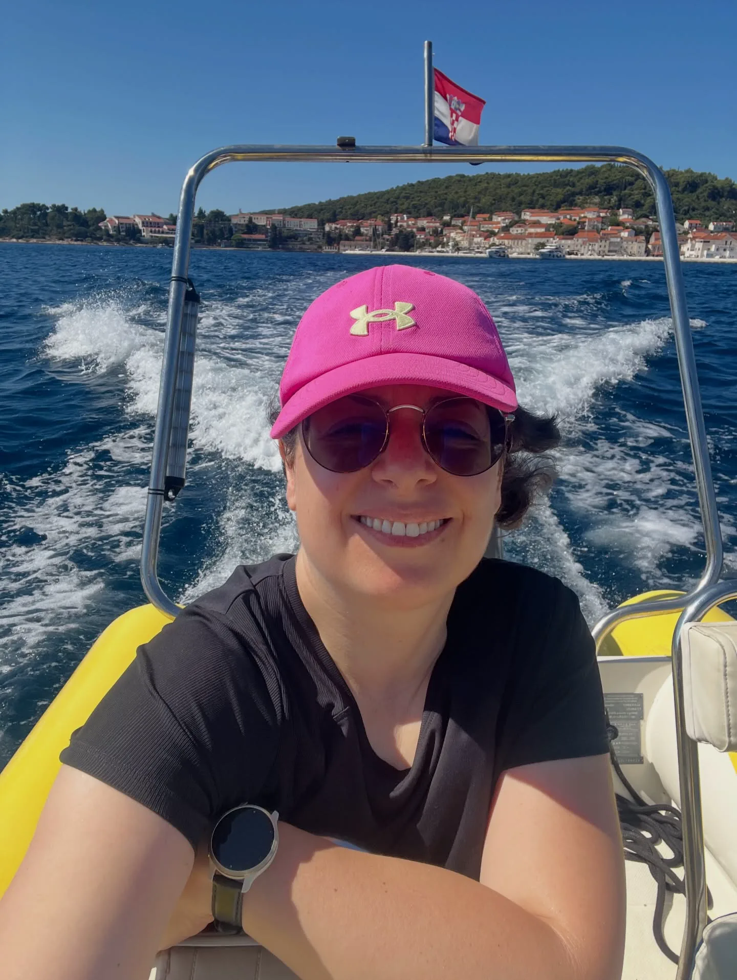 Kika Pierides on a boat during her Southern Croatia journey.